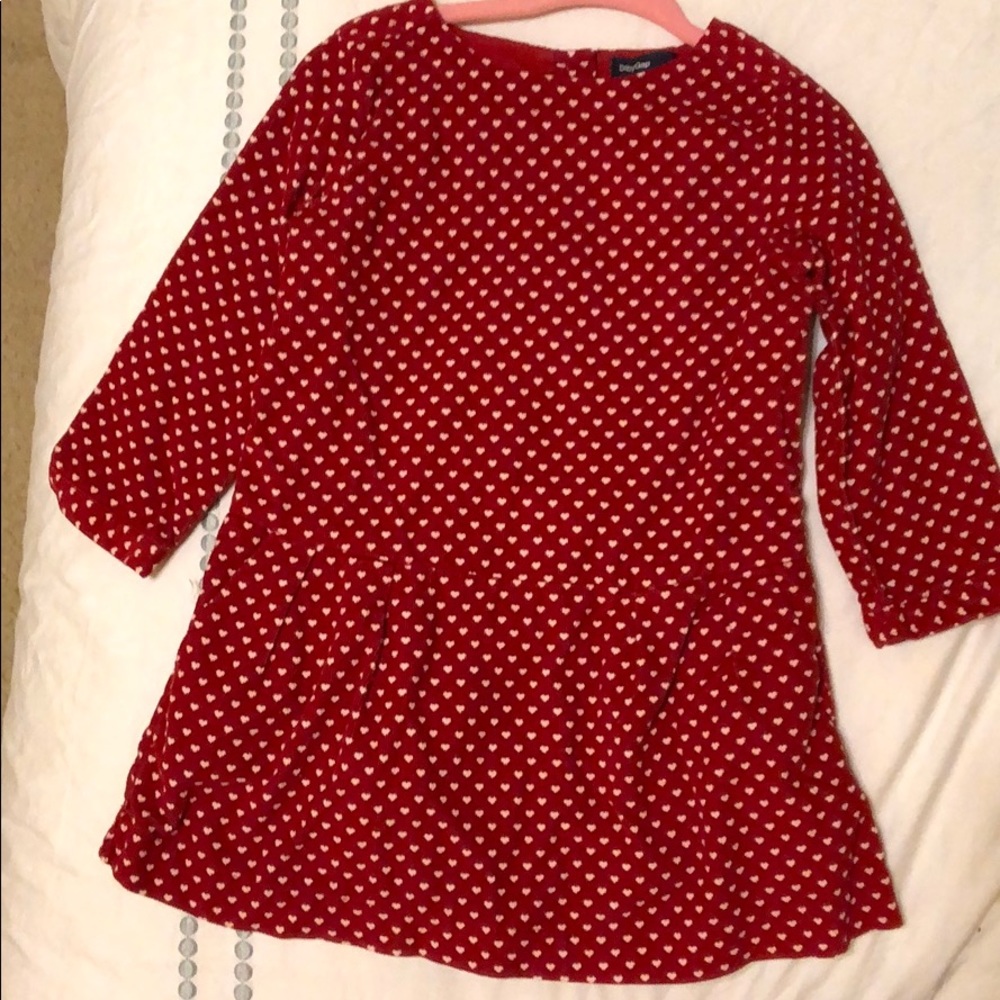 2T Red dress with white hearts 100% Cotton